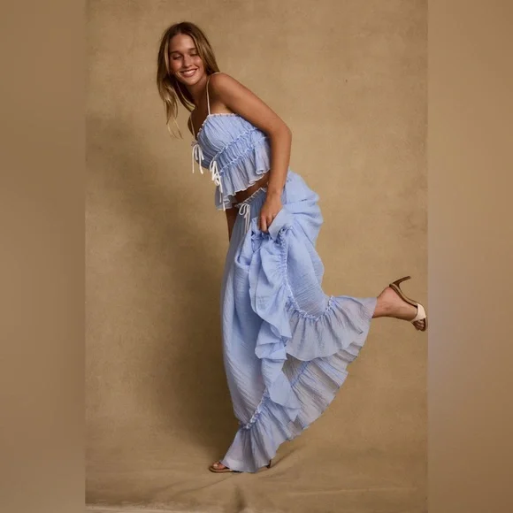 12th Tribe Light Blue Maxi Skirt - Picture 4 of 15